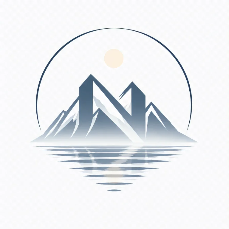 Minimalist Nordic mountain lake landscape with soft morning breeze, gentle mist movement, calm water reflection, and a quiet Scandinavian atmosphere after dawn.
