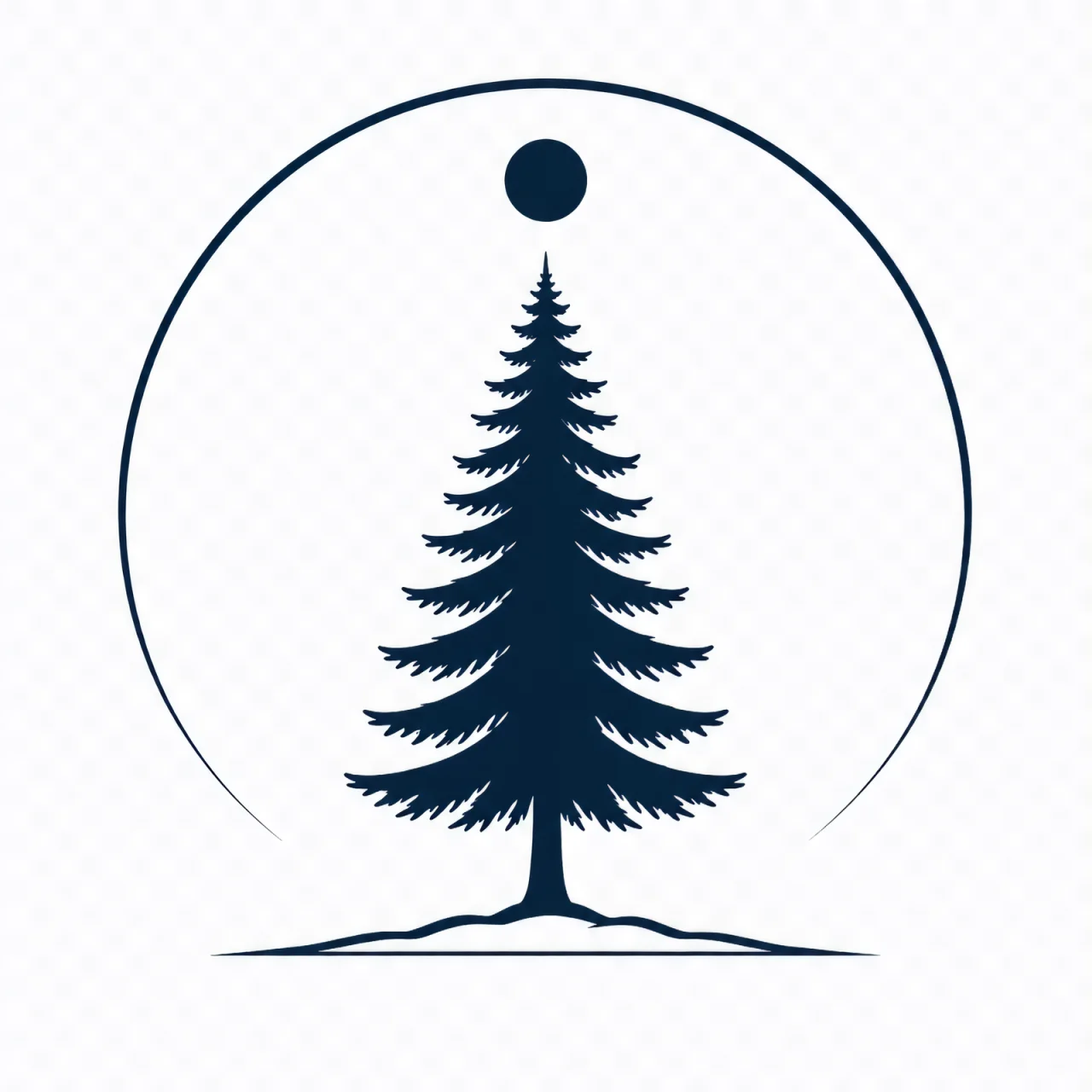 Minimalist Scandinavian spruce tree symbol illustration with a single geometric northern spruce centered on a clean background, representing forest memory, strength, and Nordic simplicity.