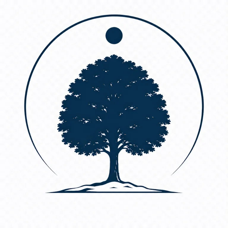 Minimalist Scandinavian larch tree symbol illustration with a single geometric northern larch centered on a clean background, representing seasonal change, natural memory, and Nordic simplicity.