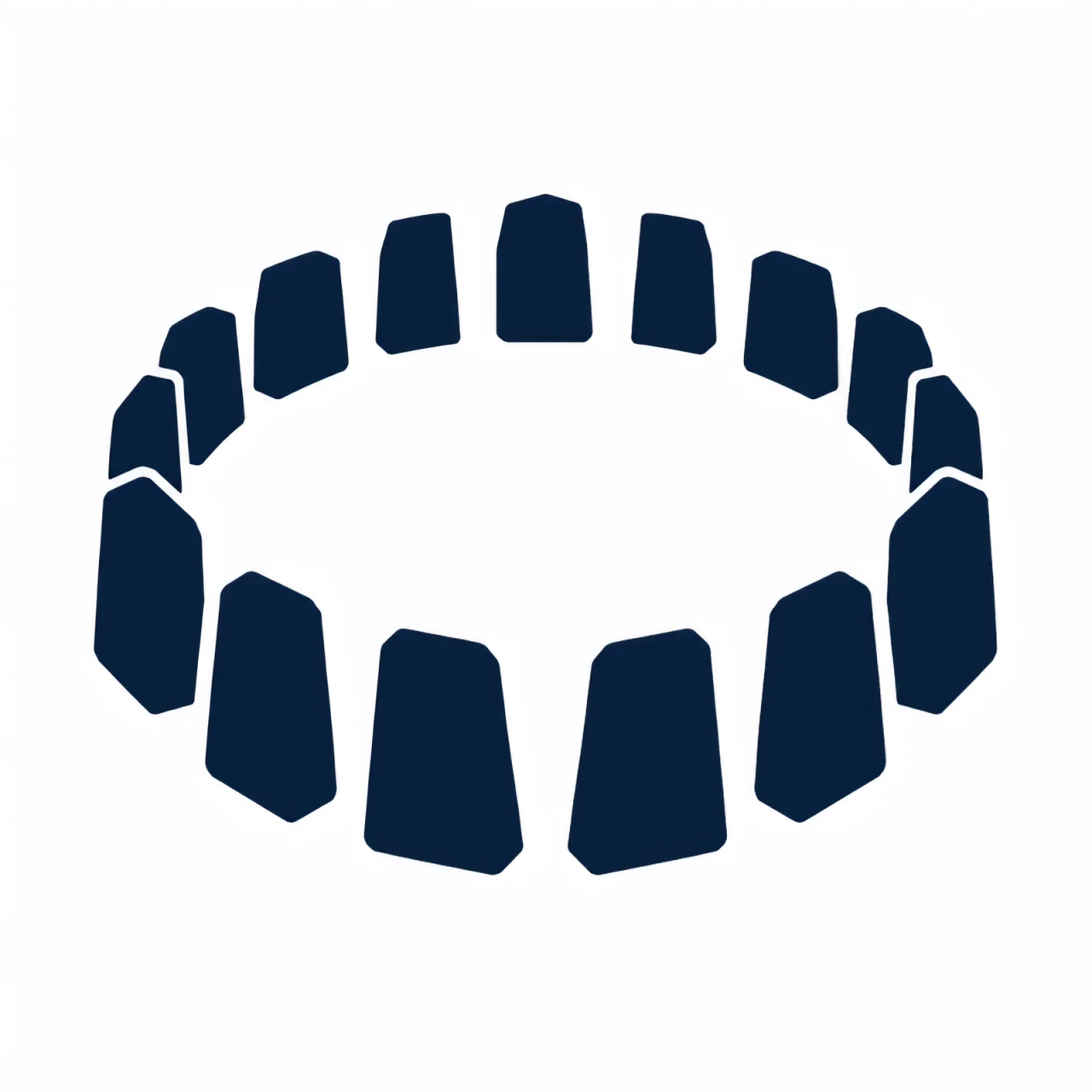 Minimalist Scandinavian stone circle symbol illustration with balanced geometric stones arranged in a circle on a clean background, representing ancient time, earth memory, and Nordic simplicity.