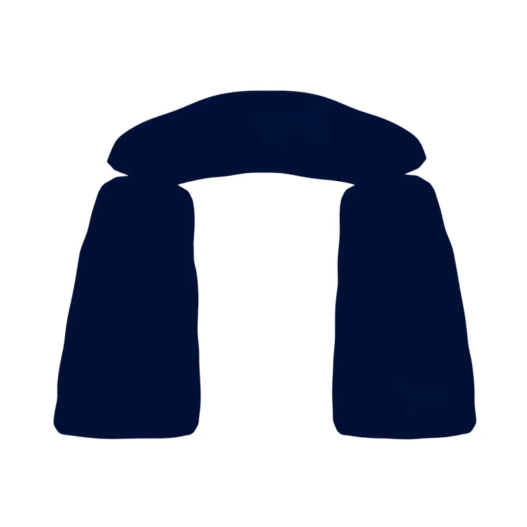 Minimalist Scandinavian stone arch illustration with a centered natural rock formation, balanced opening shape, muted Nordic colors, and clean negative space representing earth, time, and quiet passage.